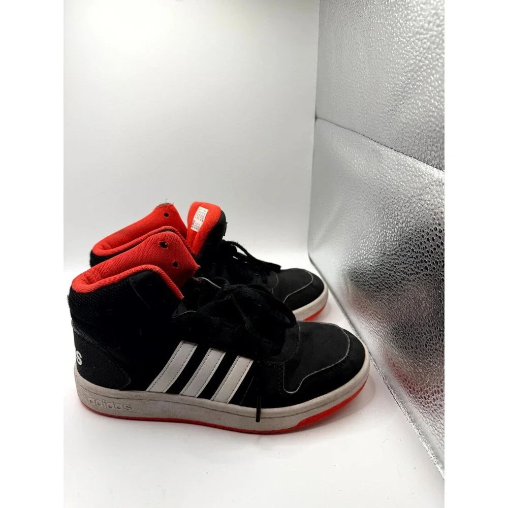 Adidas Hoops 2.0 Mid B75743 Kids 5 Sneakers Black Hi-Res Red‎ Basketball Shoes